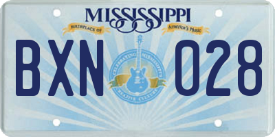 MS license plate BXN028