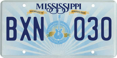 MS license plate BXN030