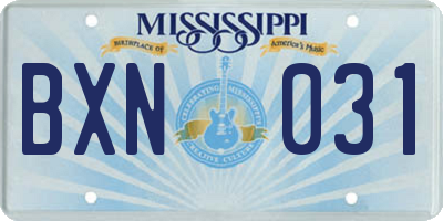 MS license plate BXN031