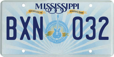 MS license plate BXN032