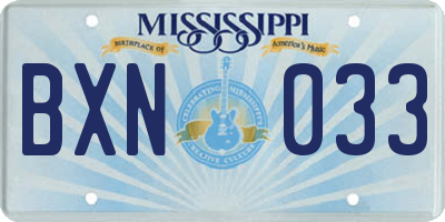 MS license plate BXN033