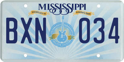 MS license plate BXN034