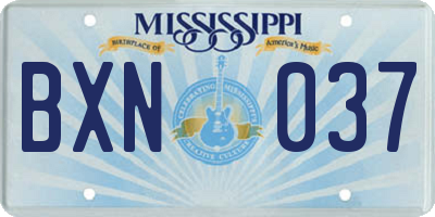 MS license plate BXN037