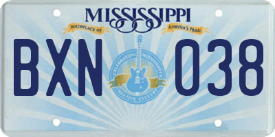 MS license plate BXN038