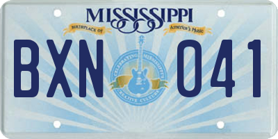 MS license plate BXN041