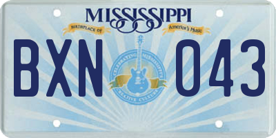 MS license plate BXN043