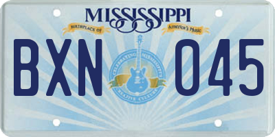MS license plate BXN045