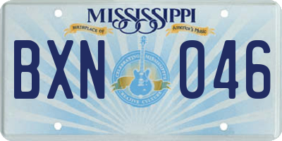 MS license plate BXN046