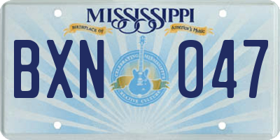 MS license plate BXN047