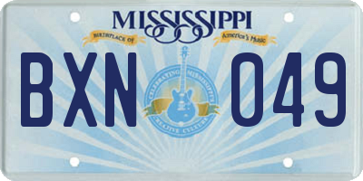 MS license plate BXN049