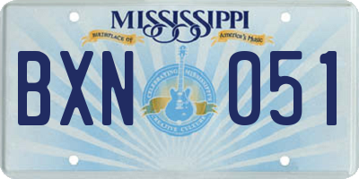 MS license plate BXN051