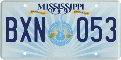 MS license plate BXN053