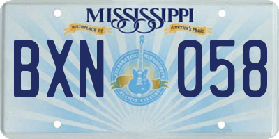 MS license plate BXN058