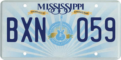 MS license plate BXN059