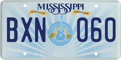 MS license plate BXN060