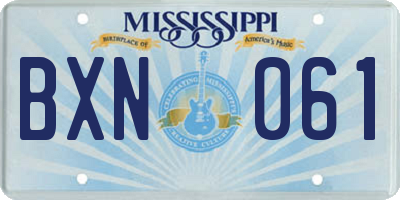 MS license plate BXN061