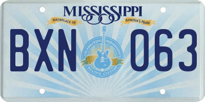 MS license plate BXN063