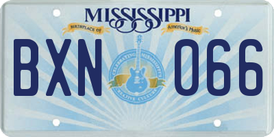 MS license plate BXN066