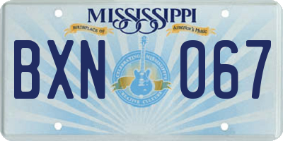 MS license plate BXN067