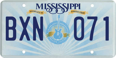 MS license plate BXN071