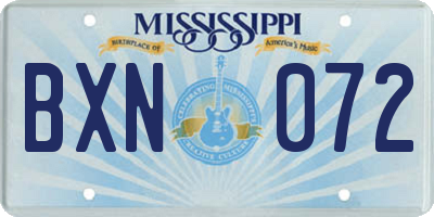 MS license plate BXN072