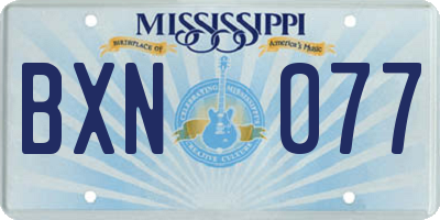 MS license plate BXN077