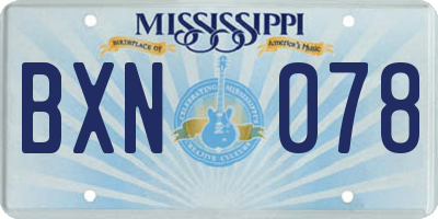 MS license plate BXN078