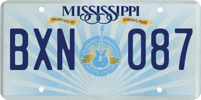 MS license plate BXN087