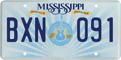 MS license plate BXN091