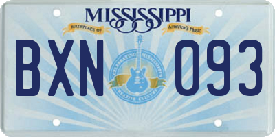 MS license plate BXN093