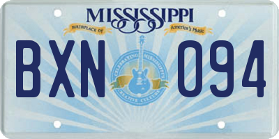 MS license plate BXN094