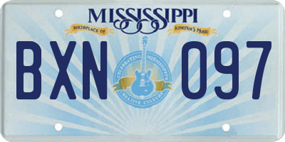 MS license plate BXN097
