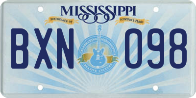 MS license plate BXN098