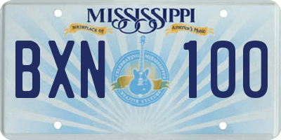 MS license plate BXN100
