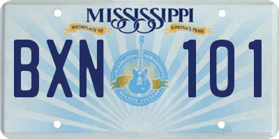 MS license plate BXN101