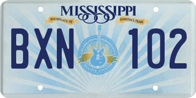 MS license plate BXN102