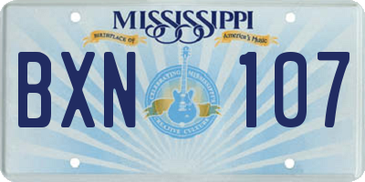 MS license plate BXN107
