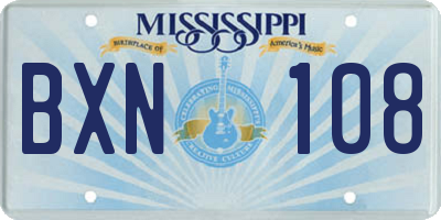MS license plate BXN108