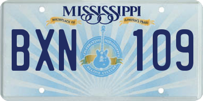 MS license plate BXN109