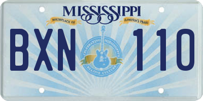 MS license plate BXN110