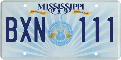MS license plate BXN111