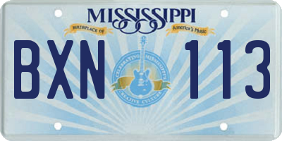 MS license plate BXN113