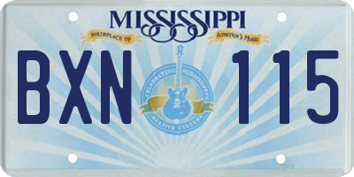 MS license plate BXN115