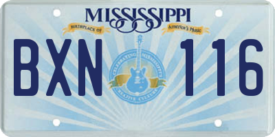 MS license plate BXN116
