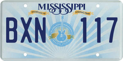 MS license plate BXN117