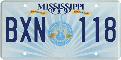 MS license plate BXN118