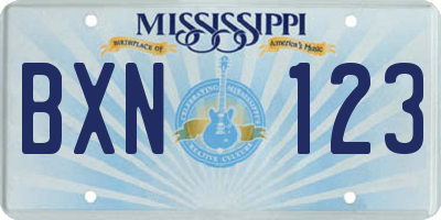 MS license plate BXN123