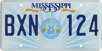 MS license plate BXN124