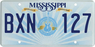 MS license plate BXN127