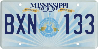 MS license plate BXN133